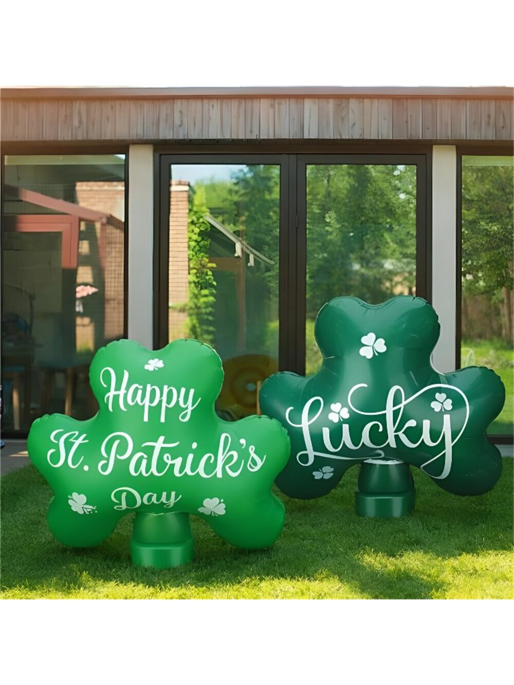 2 Pcs St. Patrick's Day Decorations Shamrock Blow up PVC Inflatable Decor